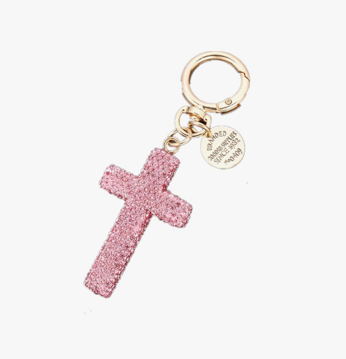 1pc Rhinestone Studded Cross Shape Keychain