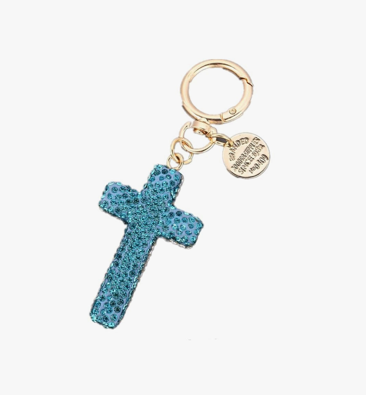 1pc Rhinestone Studded Cross Shape Keychain