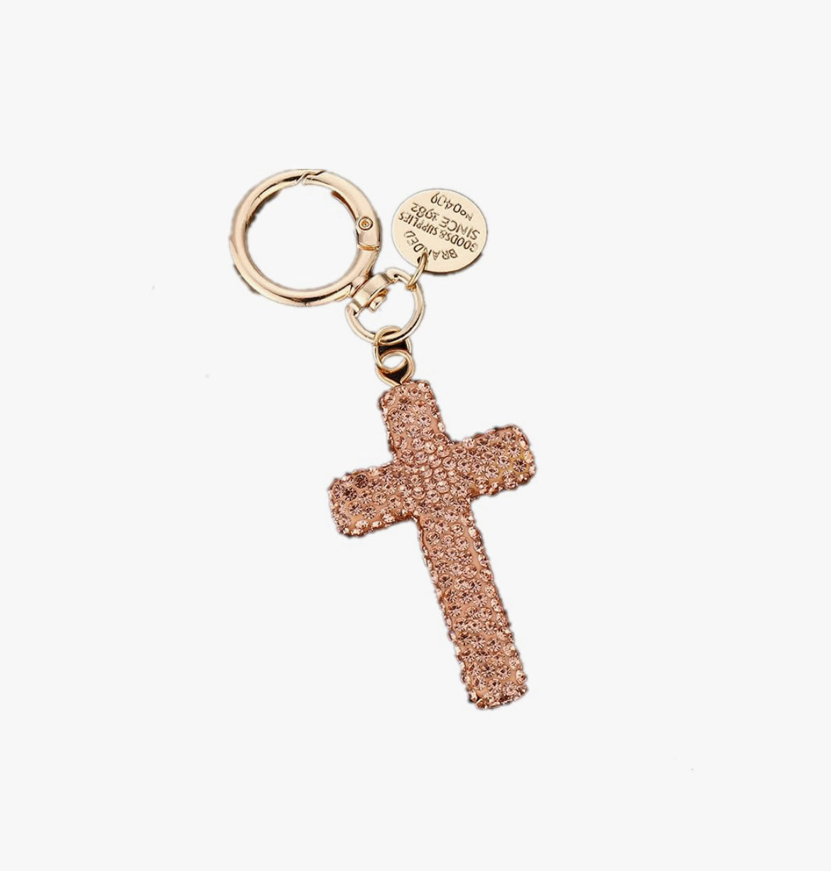 1pc Rhinestone Studded Cross Shape Keychain
