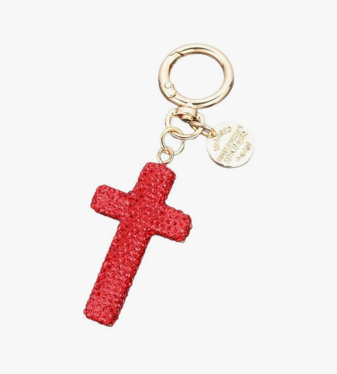 1pc Rhinestone Studded Cross Shape Keychain