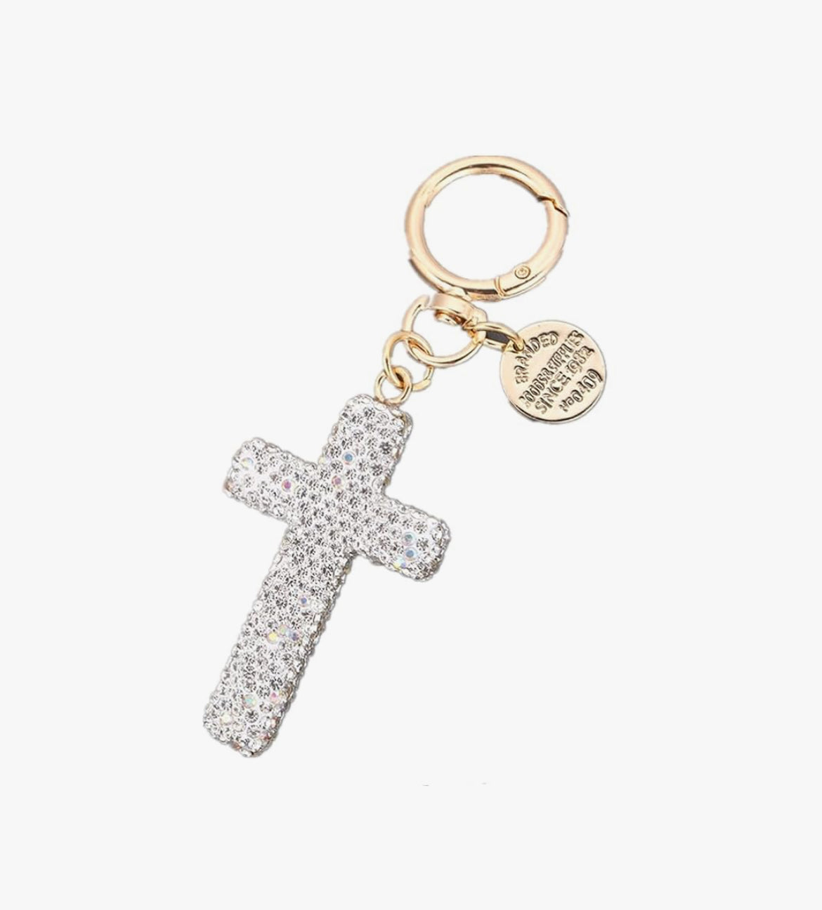 1pc Rhinestone Studded Cross Shape Keychain