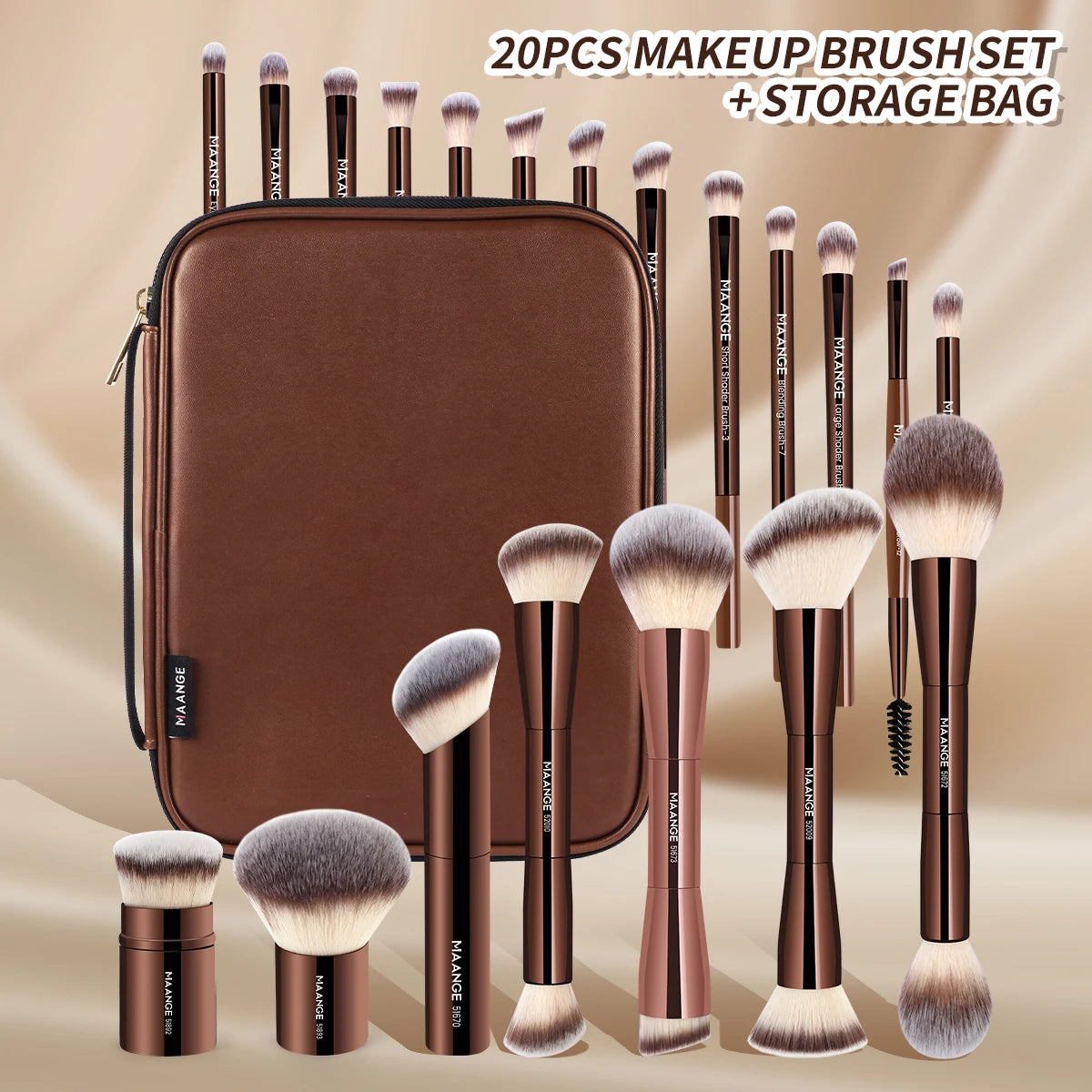MAANGE 20pcs Pro Makeup Brushes + Storage Bag
