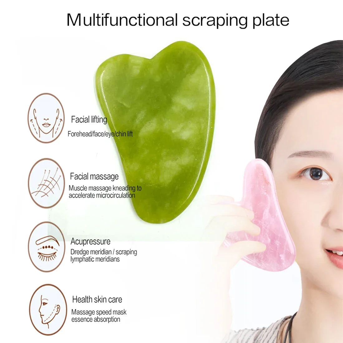 Natural Jade Stone Gua Sha Face & Neck Massager