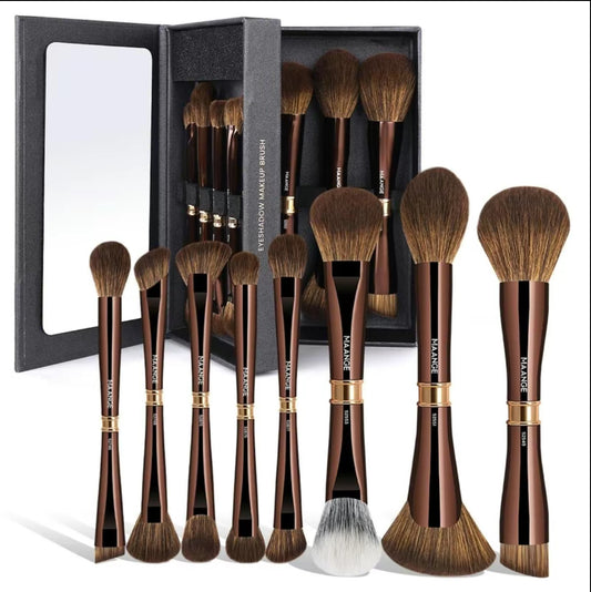MAANGE 8pcs Professional Dual-Head Face Makeup Brush Set with Gift/Storage Box