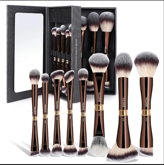MAANGE 8pcs Professional Dual-Head Face Makeup Brush Set with Gift/Storage Box