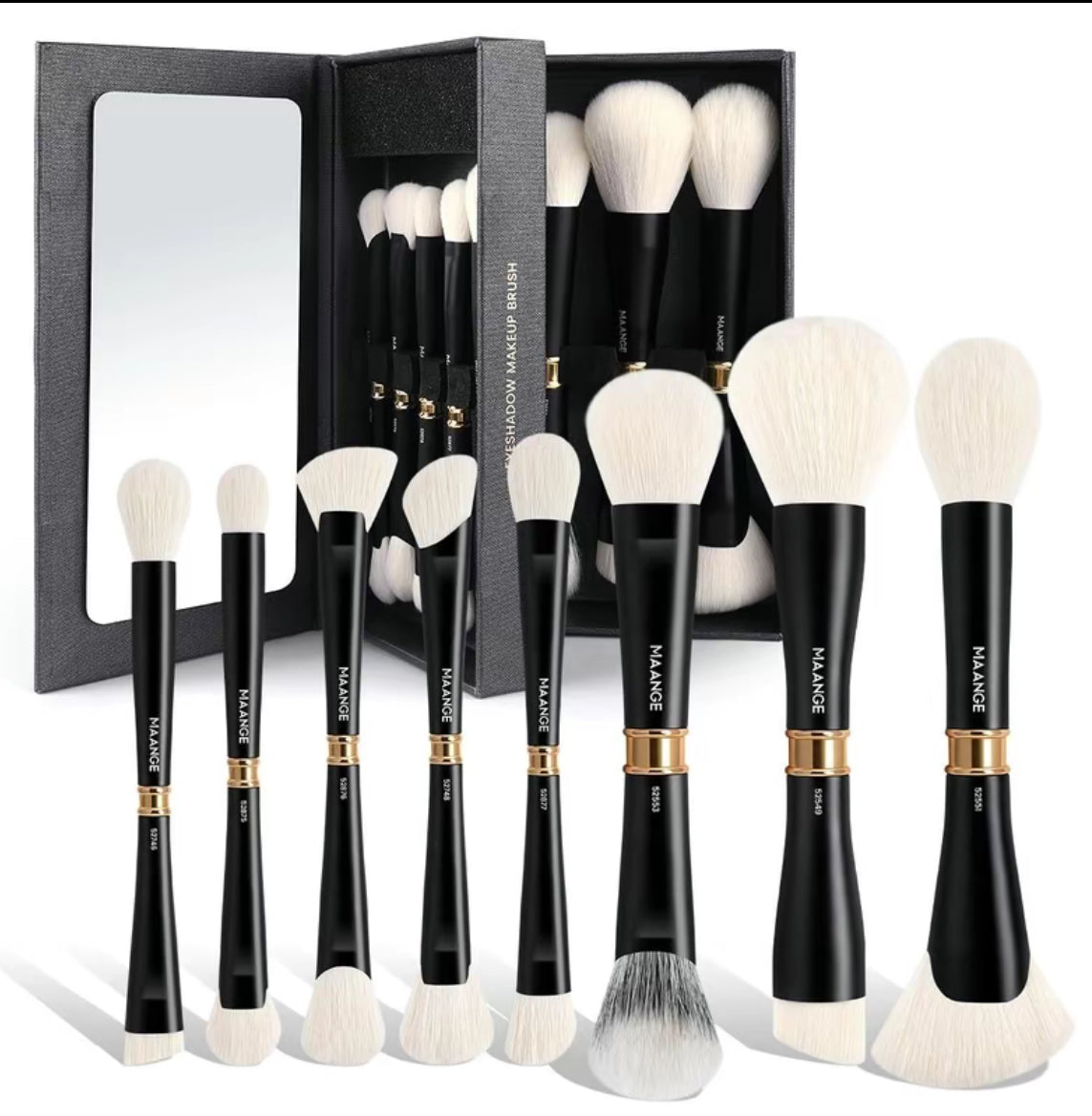 MAANGE 8pcs Professional Dual-Head Face Makeup Brush Set with Gift/Storage Box
