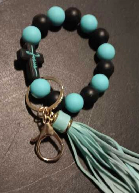 1pc Silicone Beaded Bracelet Keychain