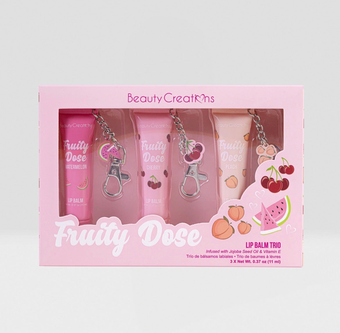 Beauty Creations Fruity Dose Lip Balm Trio w/ Keychain